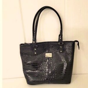 Marc Fisher Black Faux Croc Tote